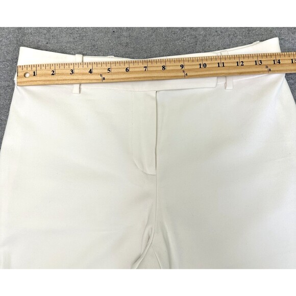 Eccoci Women's  Ivory Cotton Blend Side Slit Stretch Straight Cropped Pants Sz 4 - Picture 11 of 16